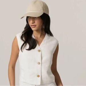 Helen Kaminski Women's Layla Piqué Cotton Baseball Cap, Beige, NWOT Display